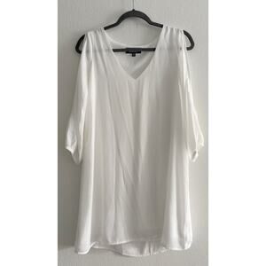 Lulus White Cold Shoulder Open Arm Lined Dress XS